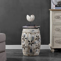 Tabouret de jardin SAFAVIEH Dillie Floral en béton, crème antique, intérieur/extérieur
