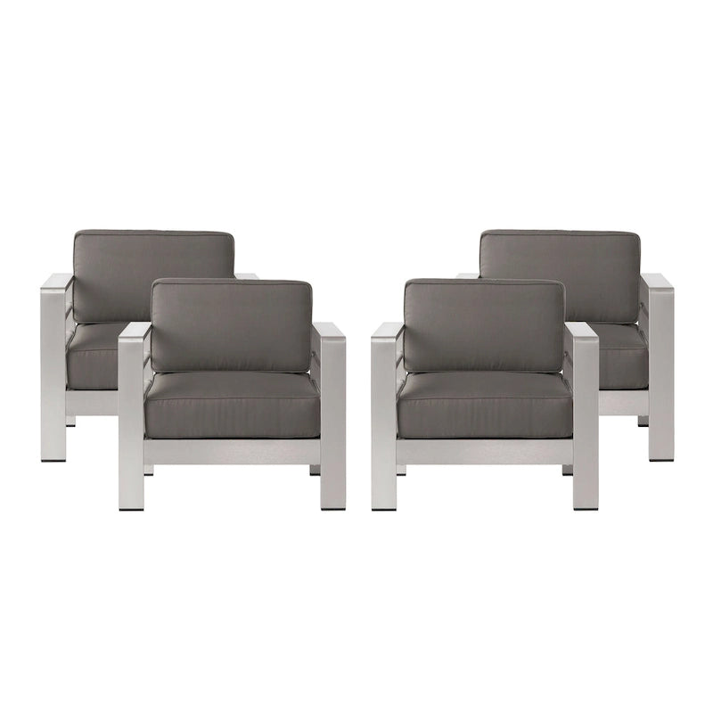 Fauteuils de club en aluminium Cape avec coussins Sunbrella en option (lot de 4) par Christopher Knight Home