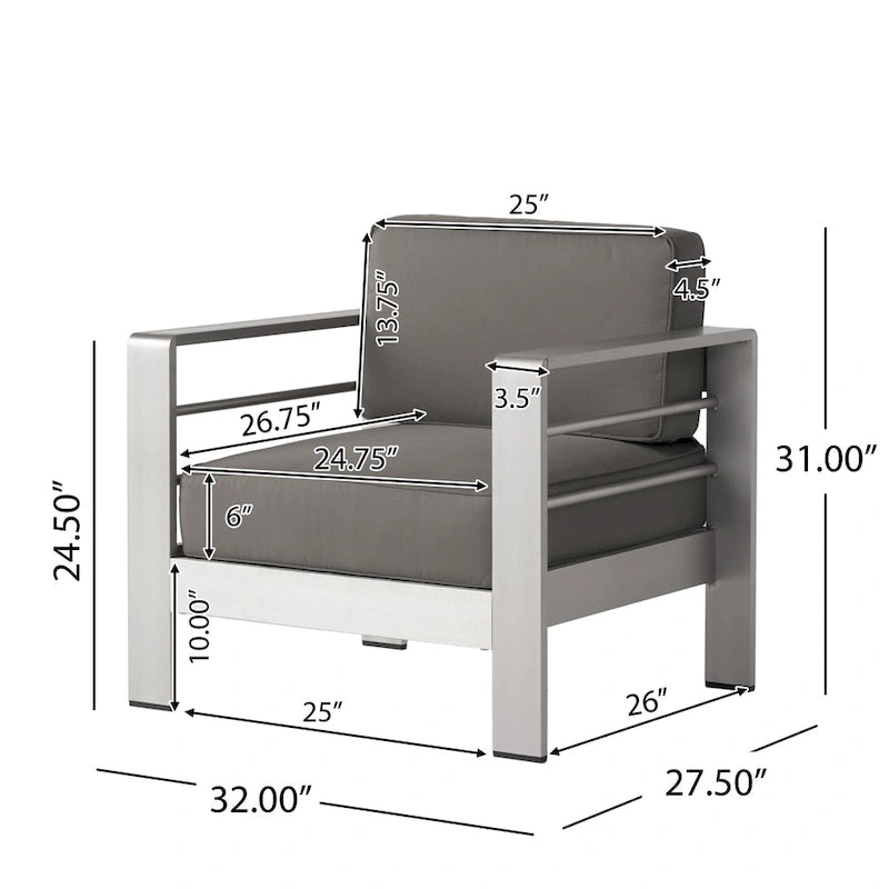 Fauteuils de club en aluminium Cape avec coussins Sunbrella en option (lot de 4) par Christopher Knight Home