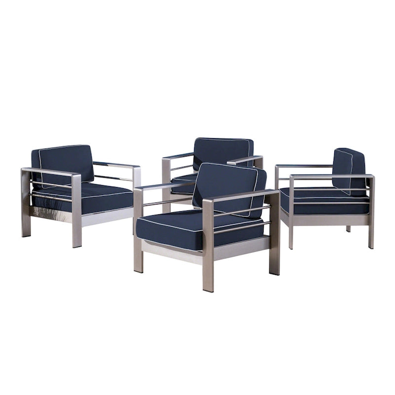 Fauteuils de club en aluminium Cape avec coussins Sunbrella en option (lot de 4) par Christopher Knight Home