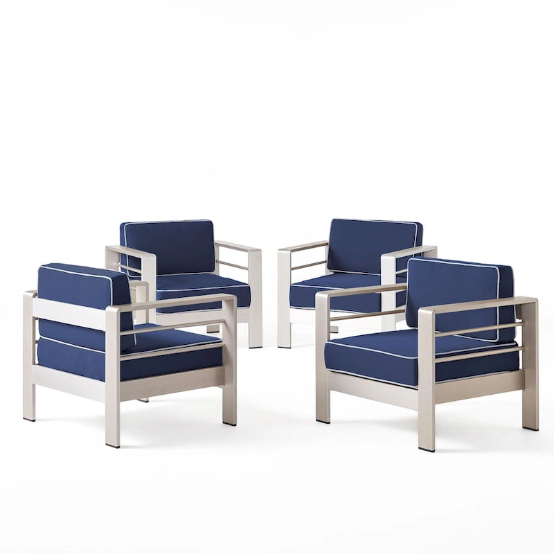 Fauteuils de club en aluminium Cape avec coussins Sunbrella en option (lot de 4) par Christopher Knight Home