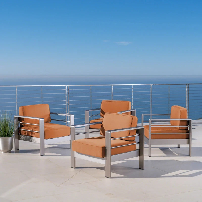 Fauteuils de club en aluminium Cape avec coussins Sunbrella en option (lot de 4) par Christopher Knight Home
