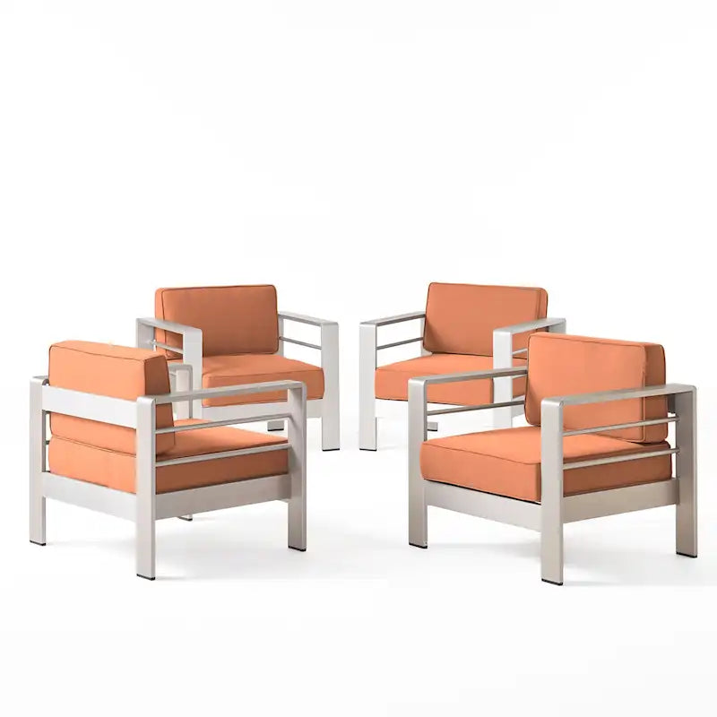 Fauteuils de club en aluminium Cape avec coussins Sunbrella en option (lot de 4) par Christopher Knight Home