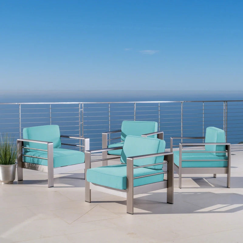 Fauteuils de club en aluminium Cape avec coussins Sunbrella en option (lot de 4) par Christopher Knight Home