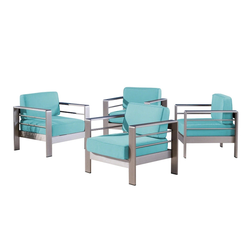 Fauteuils de club en aluminium Cape avec coussins Sunbrella en option (lot de 4) par Christopher Knight Home