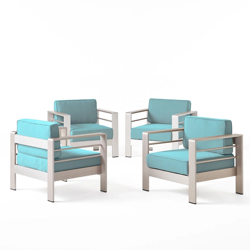 Fauteuils de club en aluminium Cape avec coussins Sunbrella en option (lot de 4) par Christopher Knight Home