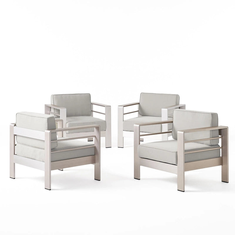 Fauteuils de club en aluminium Cape avec coussins Sunbrella en option (lot de 4) par Christopher Knight Home