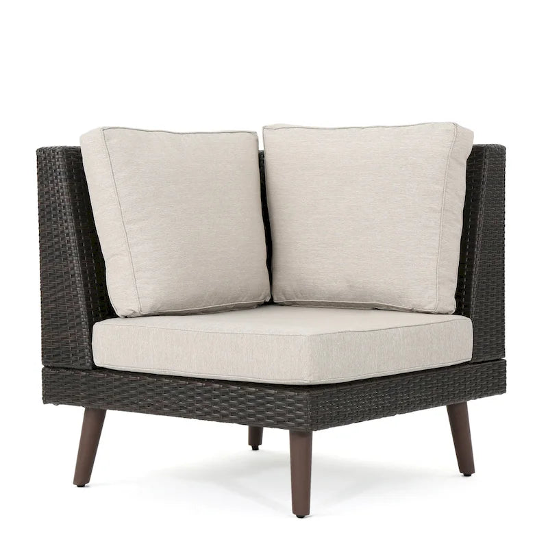 Ensemble de canapé d'angle en osier 4 pièces Tahiti Outdoor avec coussins par Christopher Knight Home