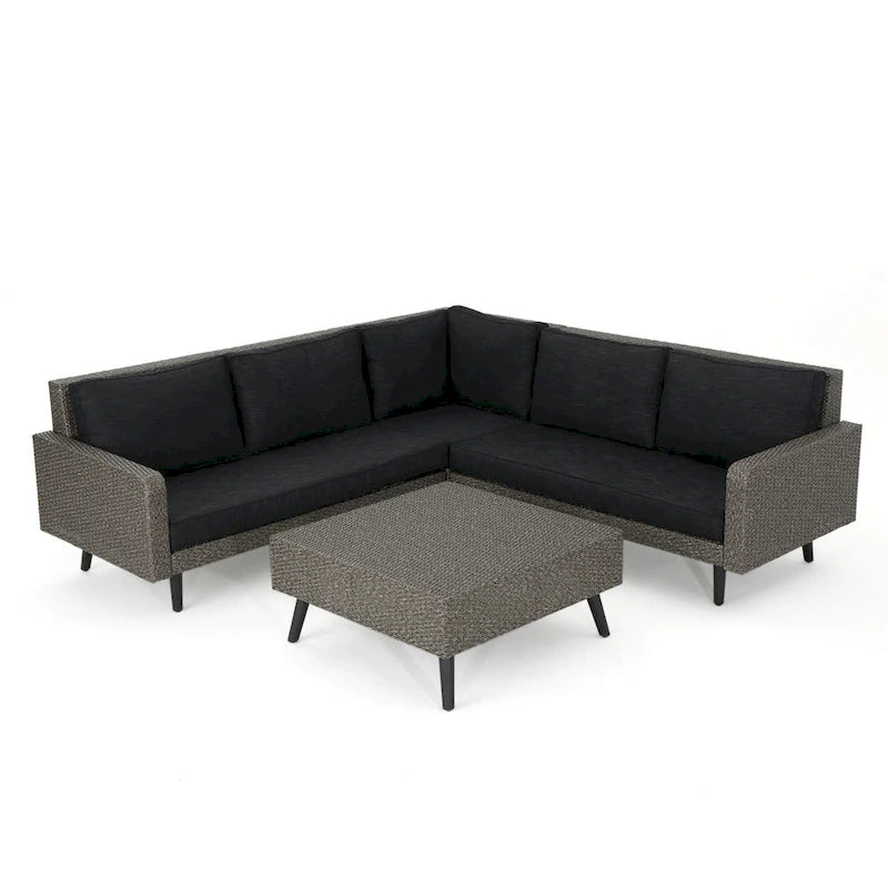 Ensemble de canapé d'angle en osier 4 pièces Tahiti Outdoor avec coussins par Christopher Knight Home