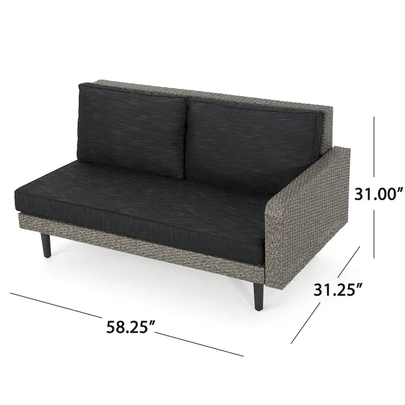 Ensemble de canapé d'angle en osier 4 pièces Tahiti Outdoor avec coussins par Christopher Knight Home