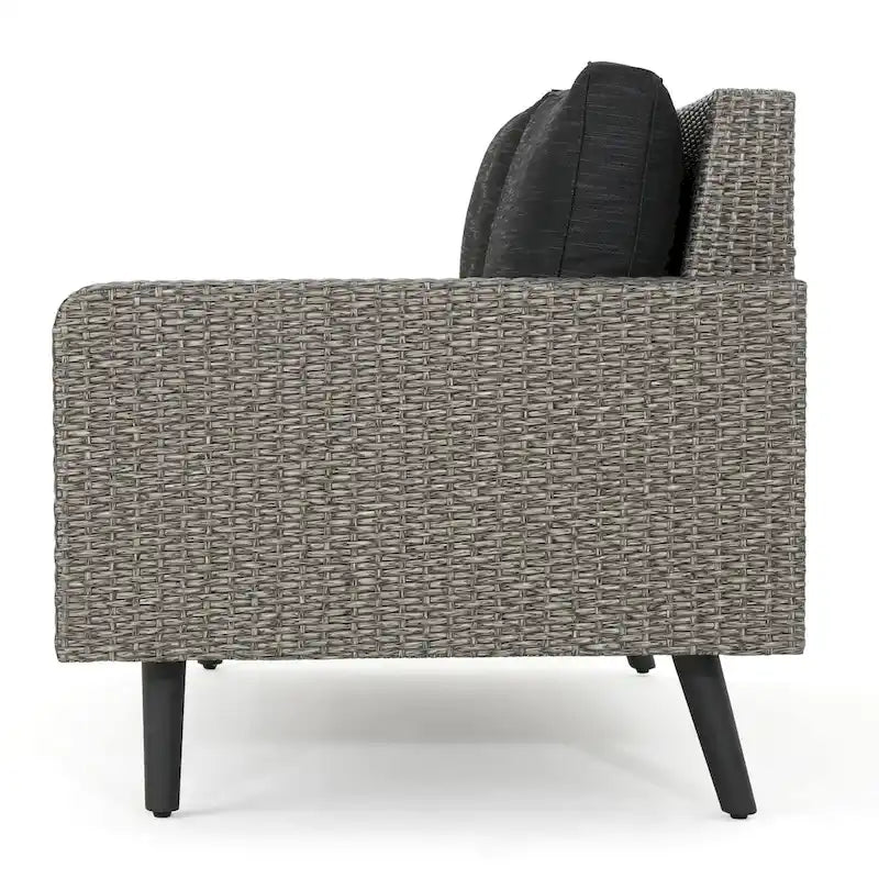 Ensemble de canapé d'angle en osier 4 pièces Tahiti Outdoor avec coussins par Christopher Knight Home
