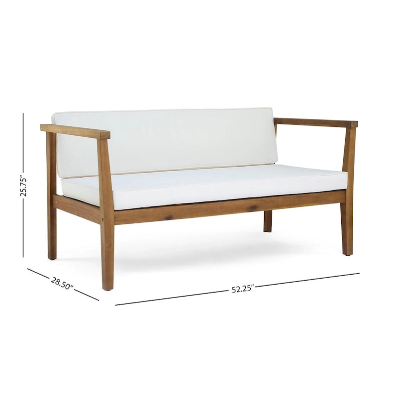 Ensemble de conversation d'extérieur Newbury en bois d'acacia 4 places avec table basse par Christopher Knight Home