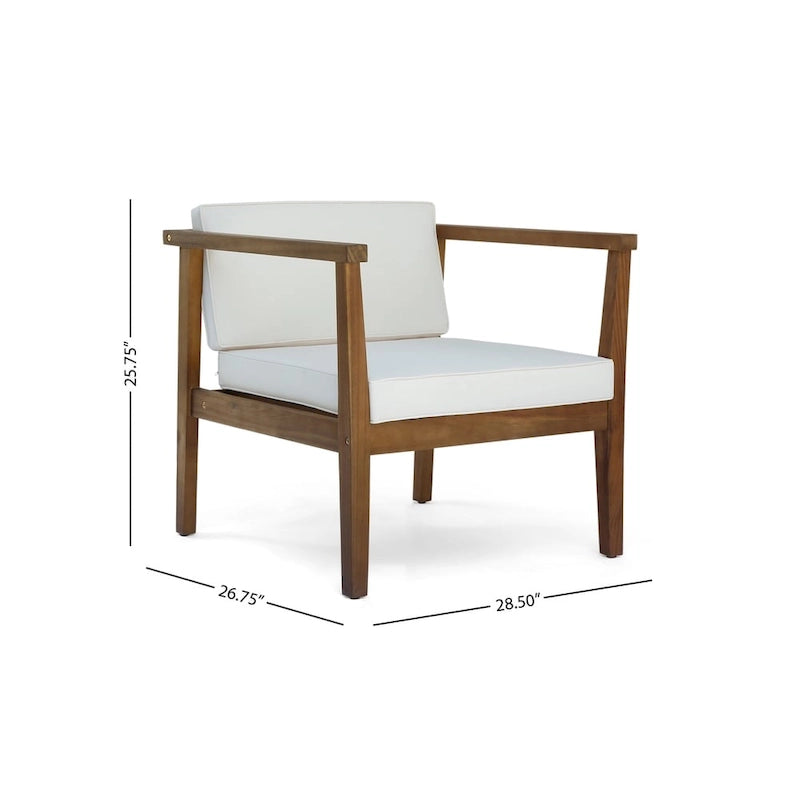 Ensemble de conversation d'extérieur Newbury en bois d'acacia 4 places avec table basse par Christopher Knight Home