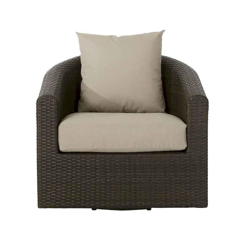 Fauteuil pivotant d'extérieur en osier et aluminium Darius par Christopher Knight Home