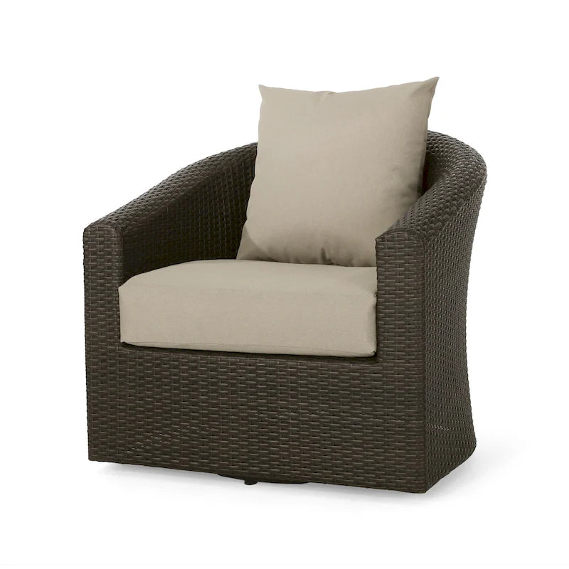 Fauteuil pivotant d'extérieur en osier et aluminium Darius par Christopher Knight Home