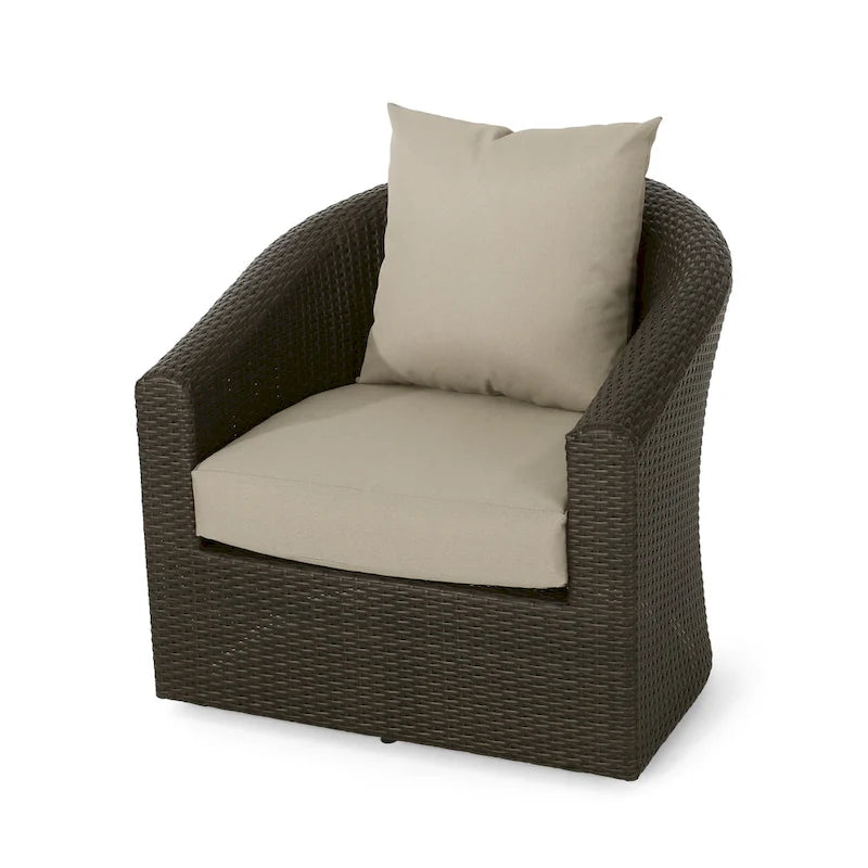 Fauteuil pivotant d'extérieur en osier et aluminium Darius par Christopher Knight Home