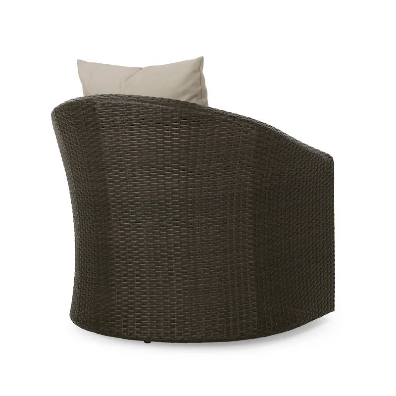 Fauteuil pivotant d'extérieur en osier et aluminium Darius par Christopher Knight Home