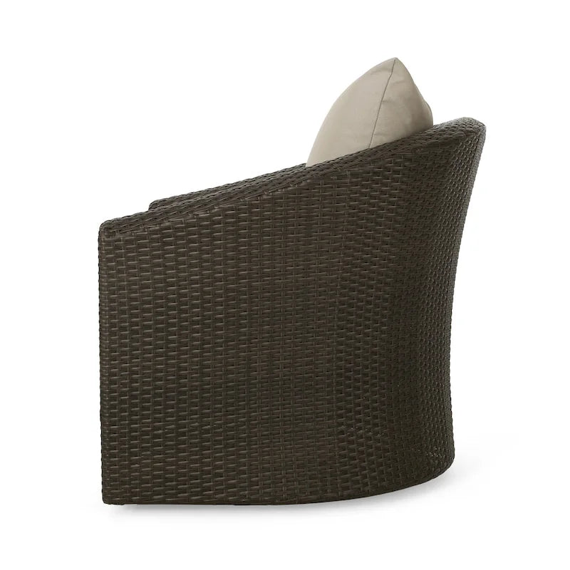 Fauteuil pivotant d'extérieur en osier et aluminium Darius par Christopher Knight Home