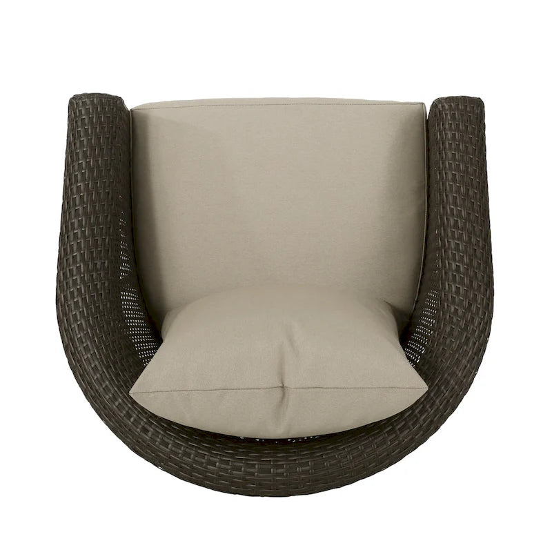 Fauteuil pivotant d'extérieur en osier et aluminium Darius par Christopher Knight Home