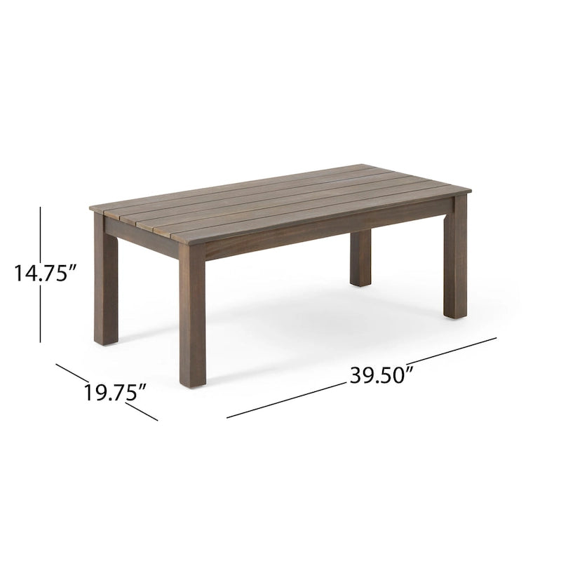 Ensemble causeuse et table basse d'extérieur en bois d'acacia Temecula avec coussins par Christopher Knight Home