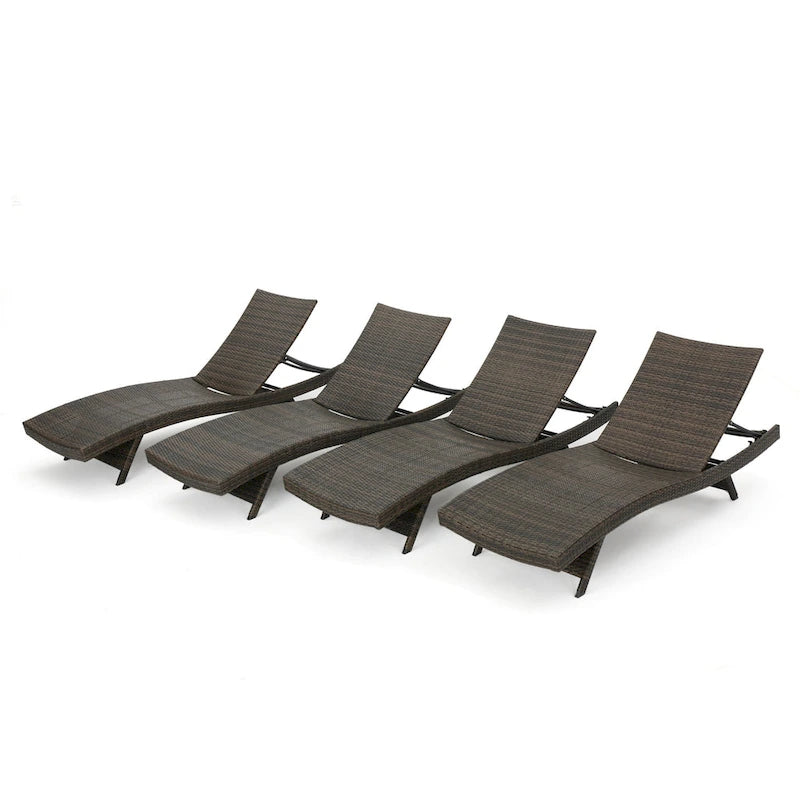 Chaises longues d'extérieur en osier (lot de 4) par Christopher Knight Home