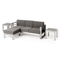 Ensemble canapé trois places en aluminium et pouf d'extérieur Cape Coral avec tables d'appoint par Christopher Knight Home