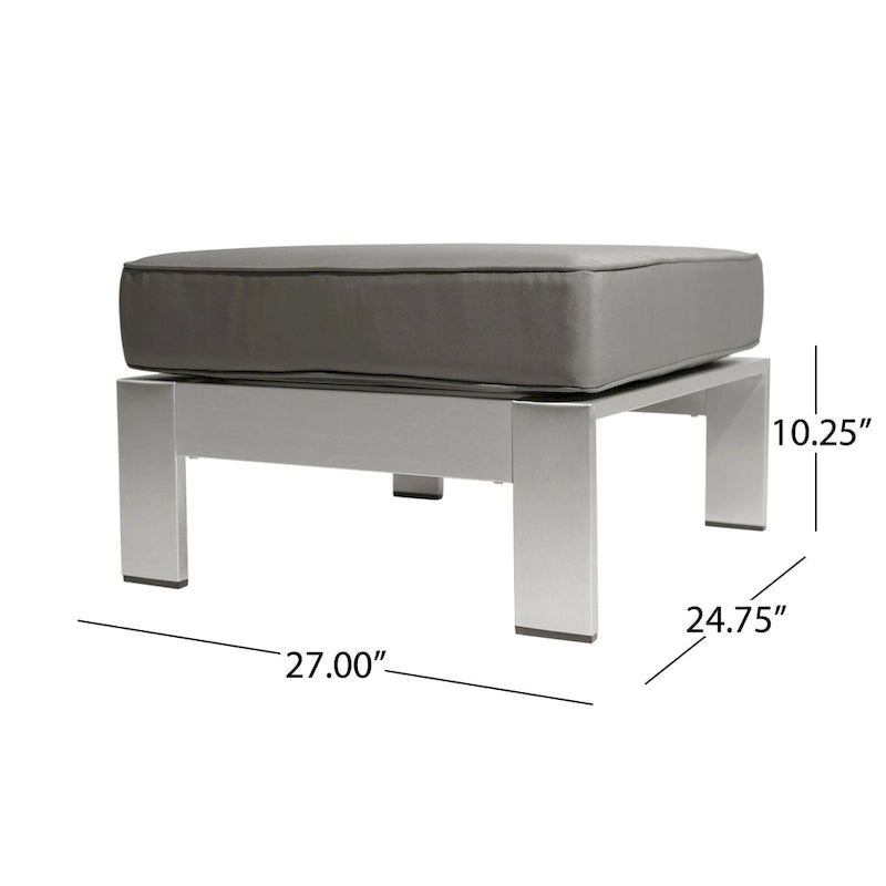 Ensemble canapé trois places en aluminium et pouf d'extérieur Cape Coral avec tables d'appoint par Christopher Knight Home