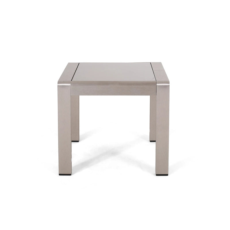 Ensemble canapé trois places en aluminium et pouf d'extérieur Cape Coral avec tables d'appoint par Christopher Knight Home