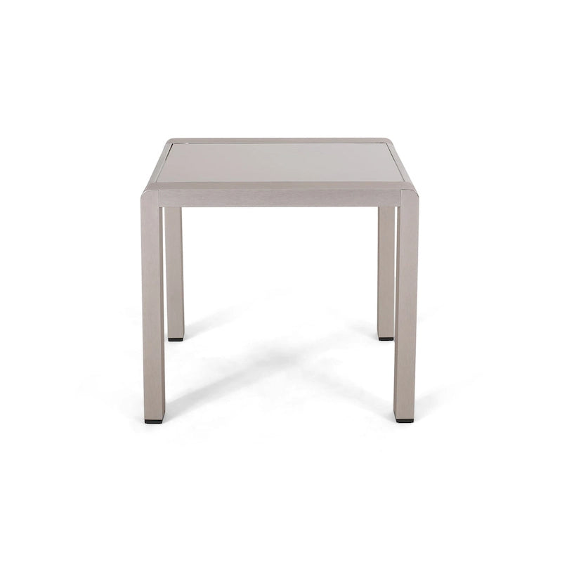 Ensemble canapé trois places en aluminium et pouf d'extérieur Cape Coral avec tables d'appoint par Christopher Knight Home