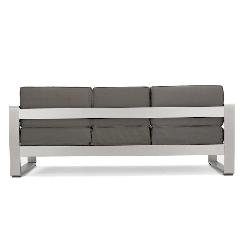 Ensemble canapé trois places en aluminium et pouf d'extérieur Cape Coral avec tables d'appoint par Christopher Knight Home