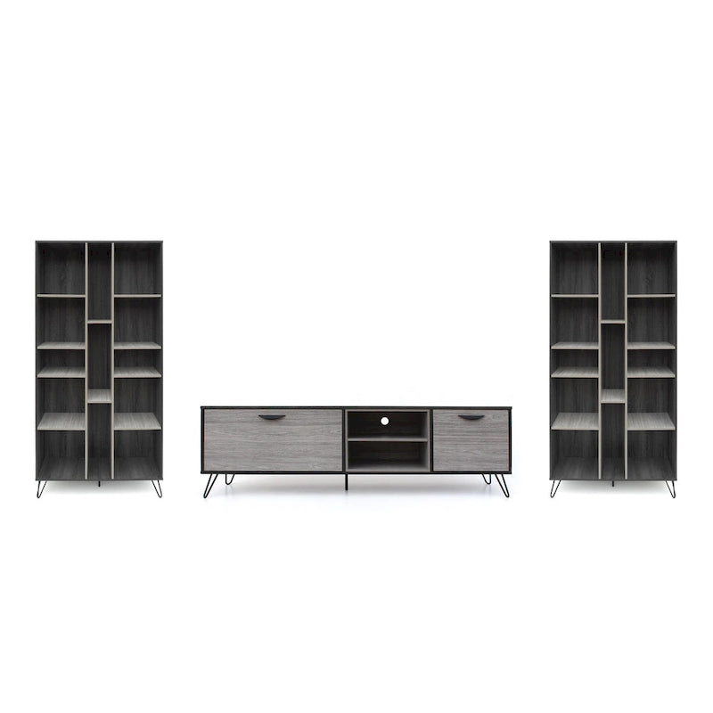 Ensemble de meuble TV Bramhall 3 pièces gris en faux bois par Christopher Knight Home