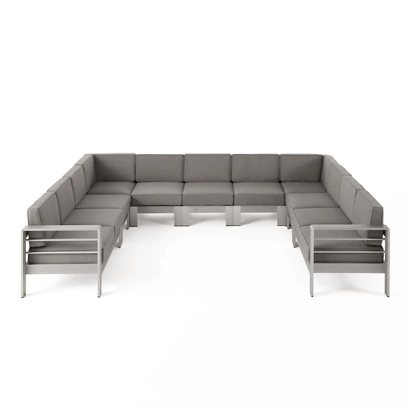Canapé d'angle d'extérieur en aluminium en U pour 11 personnes, par Christopher Knight Home, Cape Coral