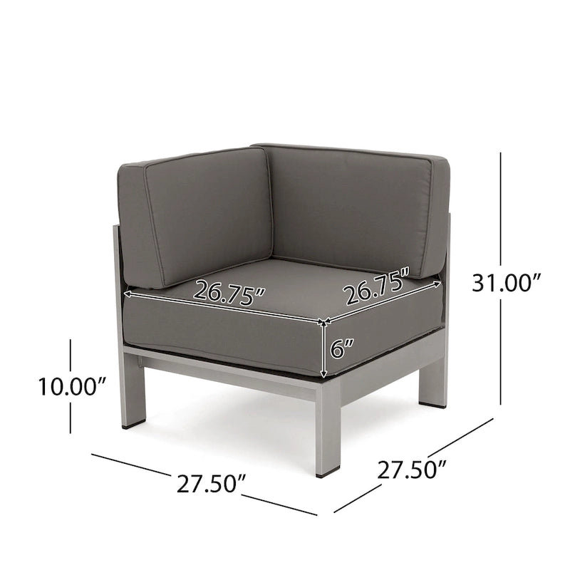 Canapé d'angle d'extérieur en aluminium en U pour 11 personnes, par Christopher Knight Home, Cape Coral