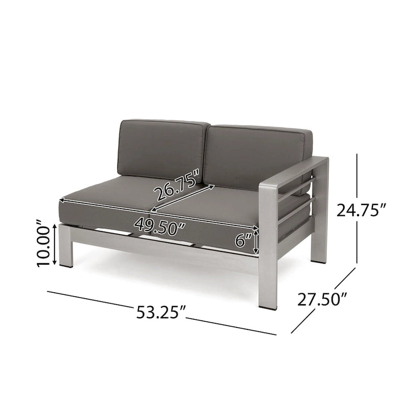 Canapé d'angle d'extérieur en aluminium en U pour 11 personnes, par Christopher Knight Home, Cape Coral
