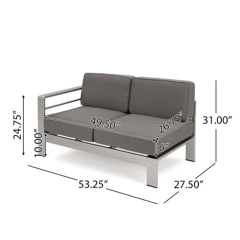 Canapé d'angle d'extérieur en aluminium en U pour 11 personnes, par Christopher Knight Home, Cape Coral
