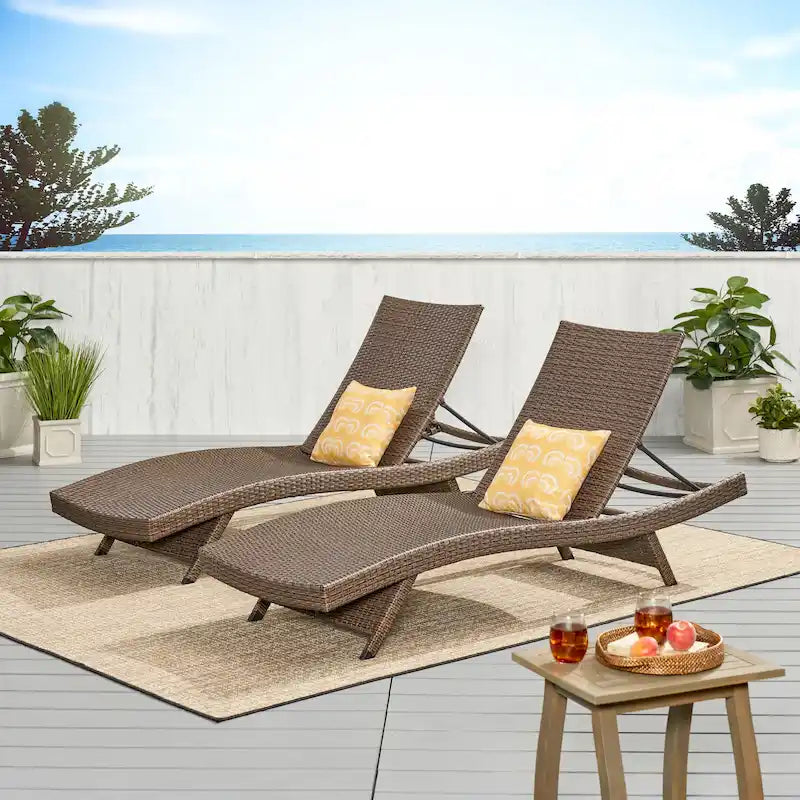 Chaise longue en osier Thira (ensemble de 2) par Christopher Knight Home