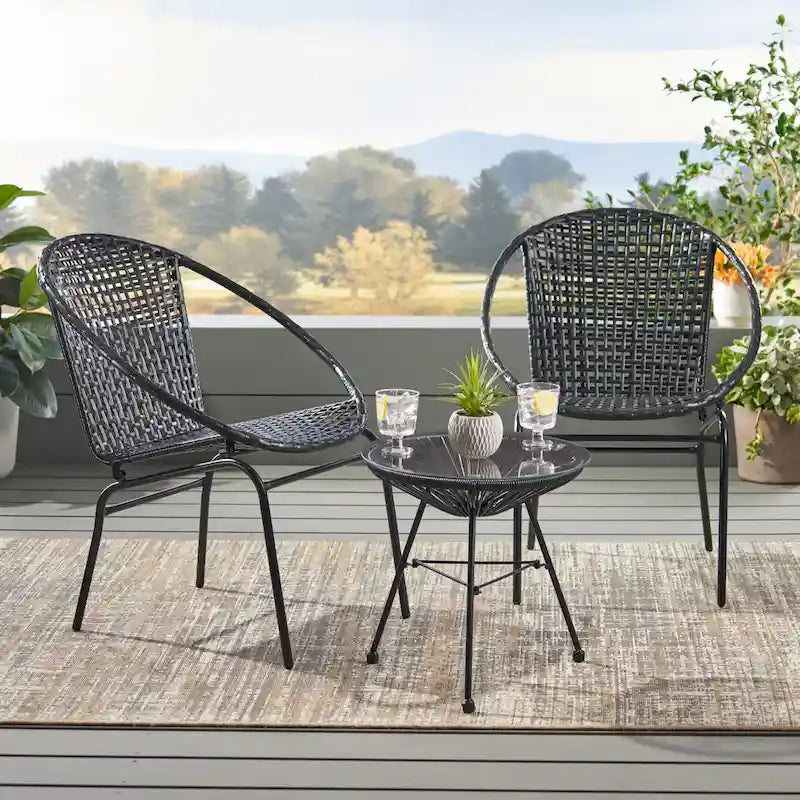 Java Outdoor 2-seater Wicker Chat Set by Christopher Knight Home