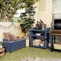 Courtnie Beach Navy Wicker 2-piece Storage Bench and Serving Cart Set by Furniture of America