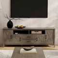 Meuble TV/multimédia de style transitionnel en bois massif, 182 cm de large, couleur brun fumé, pour téléviseurs jusqu'à 203 cm, modèle WYNDENHALL Cantina