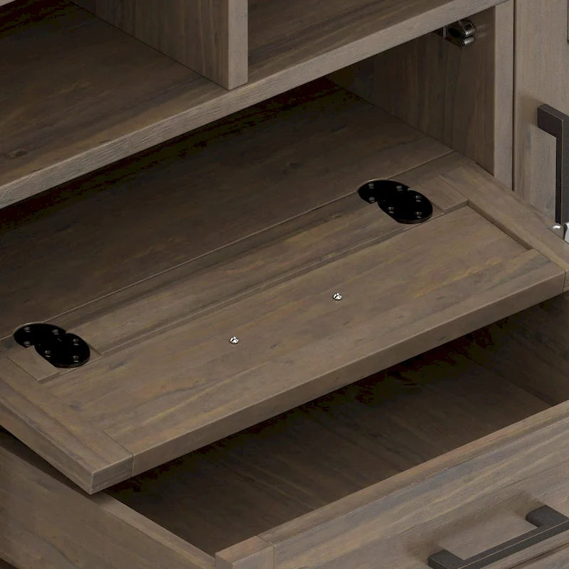 Meuble TV/multimédia de style transitionnel en bois massif, 182 cm de large, couleur brun fumé, pour téléviseurs jusqu'à 203 cm, modèle WYNDENHALL Cantina