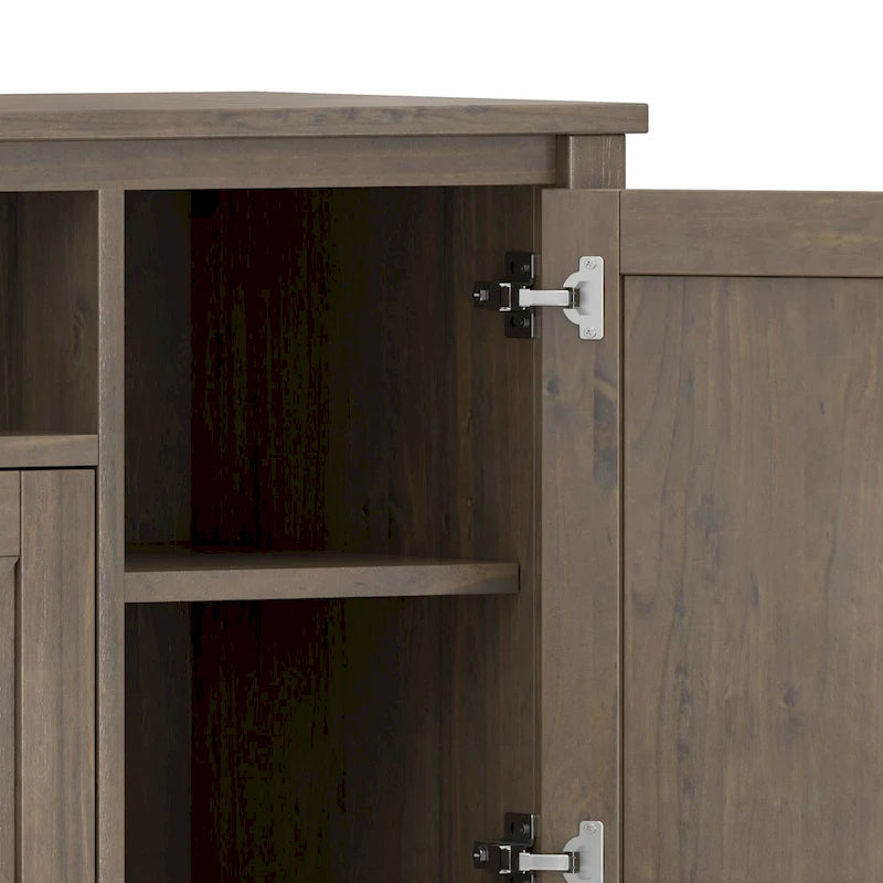 Meuble TV/multimédia de style transitionnel en bois massif, 182 cm de large, couleur brun fumé, pour téléviseurs jusqu'à 203 cm, modèle WYNDENHALL Cantina