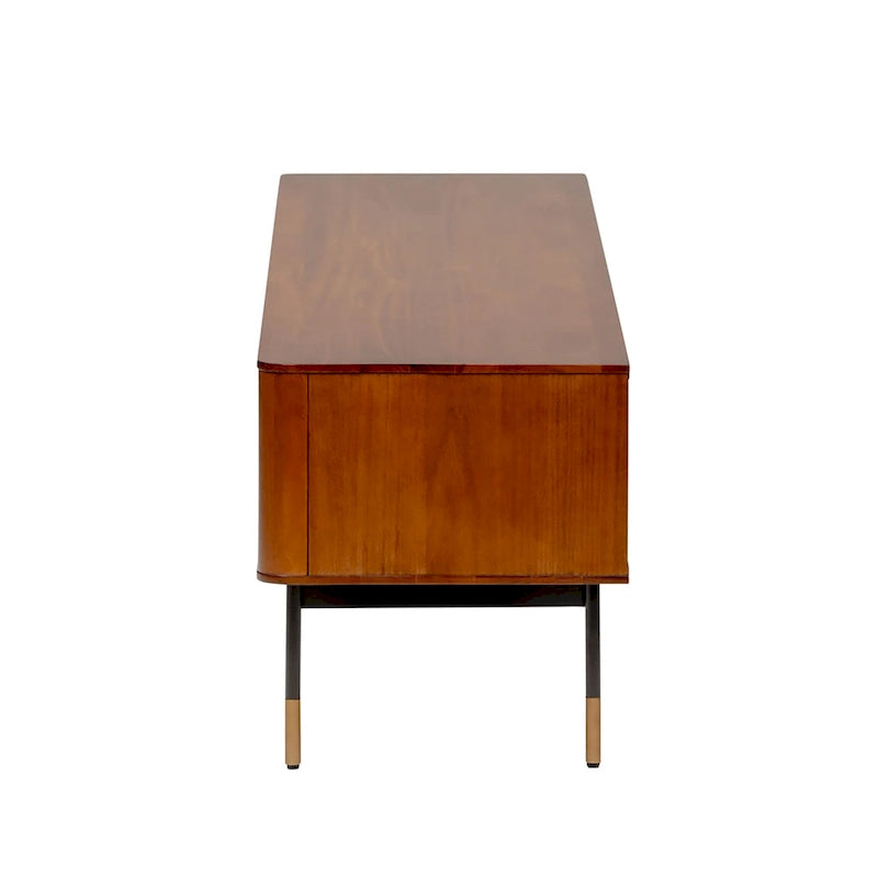 Meuble TV Miriam 71 en marron avec osier naturel