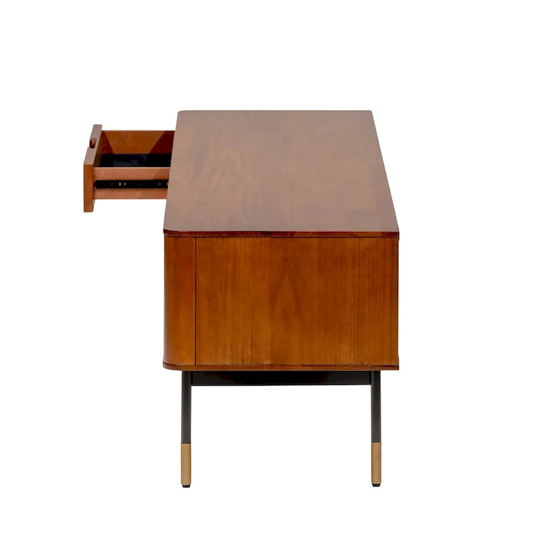 Meuble TV Miriam 71 en marron avec osier naturel