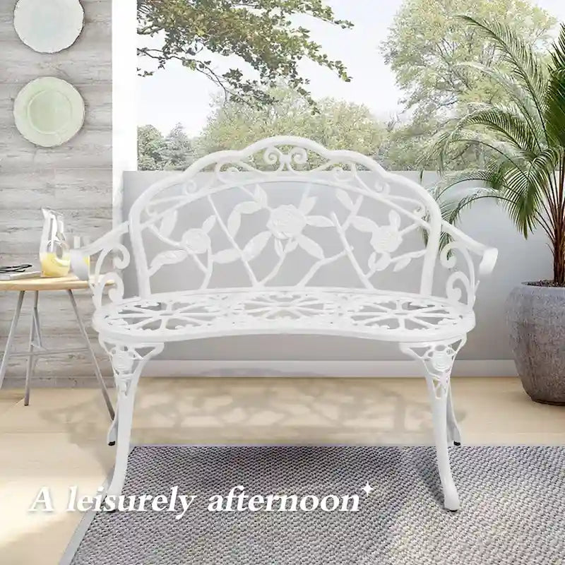 Banc de jardin extérieur en aluminium pour deux personnes