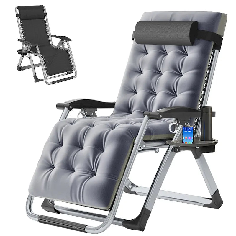 Portable Zero Gravity Chair, Folding Outdoor Patio Recliner, Grey
