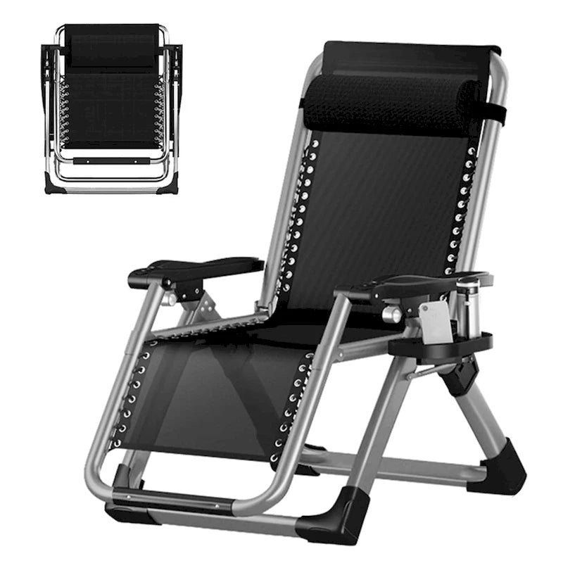 Fauteuil Zéro Gravité Portable, Chaise Longue Pliante d'Extérieur, Gris