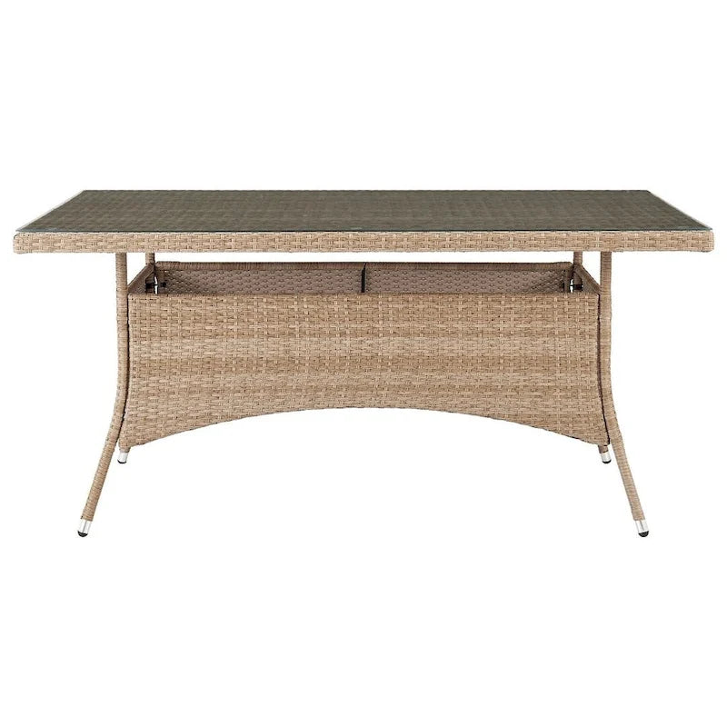 Table à manger d'extérieur Manhattan Comfort Genoa avec plateau en verre, couleur naturelle