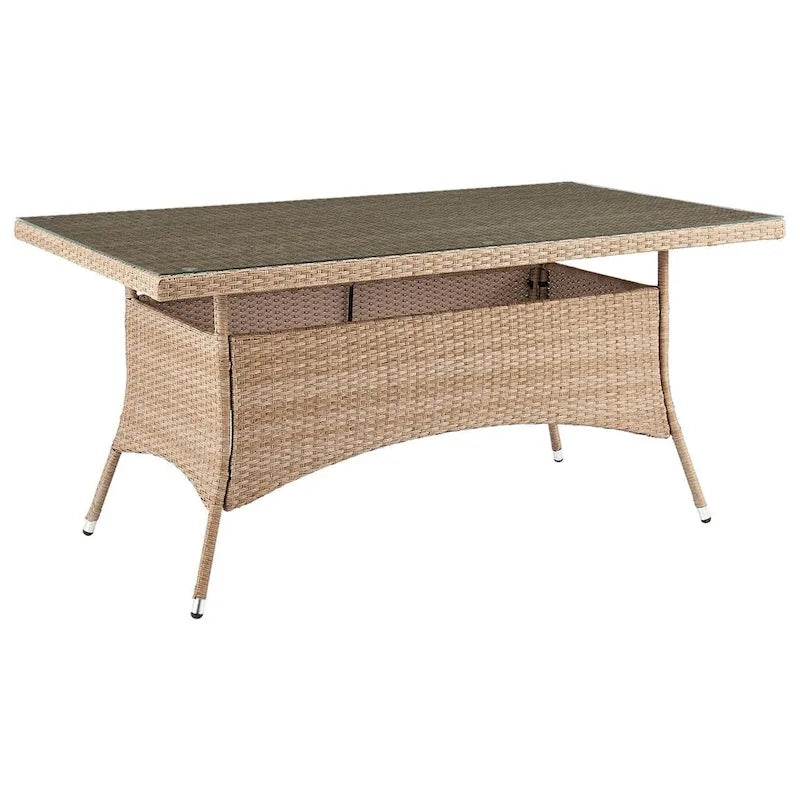 Table à manger d'extérieur Manhattan Comfort Genoa avec plateau en verre, couleur naturelle