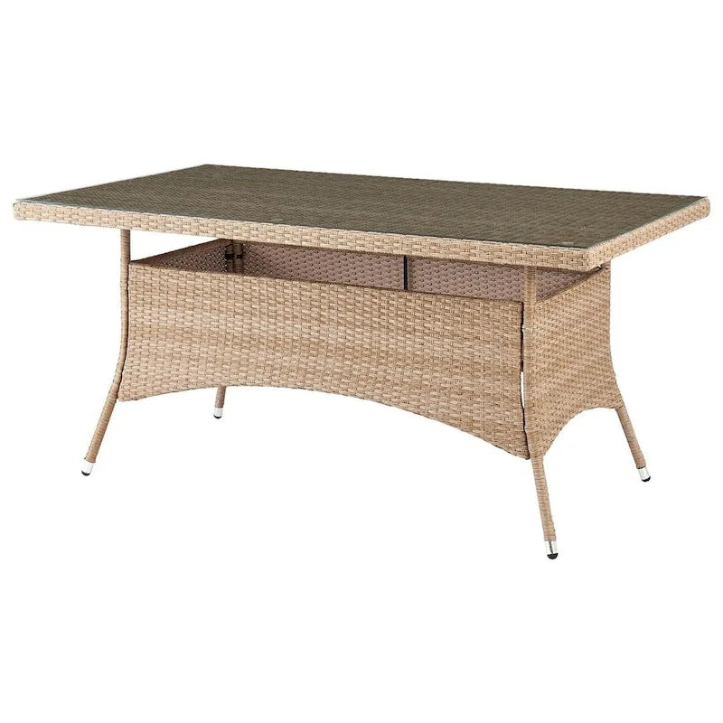 Table à manger d'extérieur Manhattan Comfort Genoa avec plateau en verre, couleur naturelle