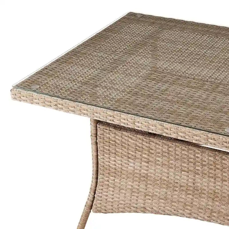 Table à manger d'extérieur Manhattan Comfort Genoa avec plateau en verre, couleur naturelle